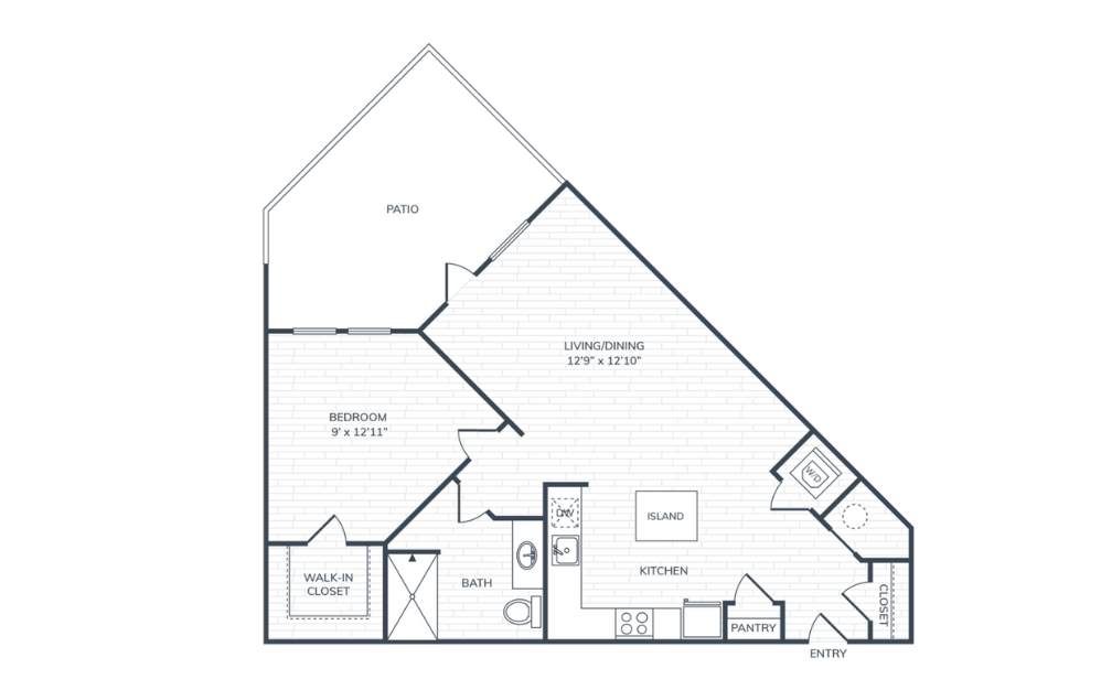 PH2 A1P - 1 bedroom floorplan layout with 1 bath and 764 square feet.