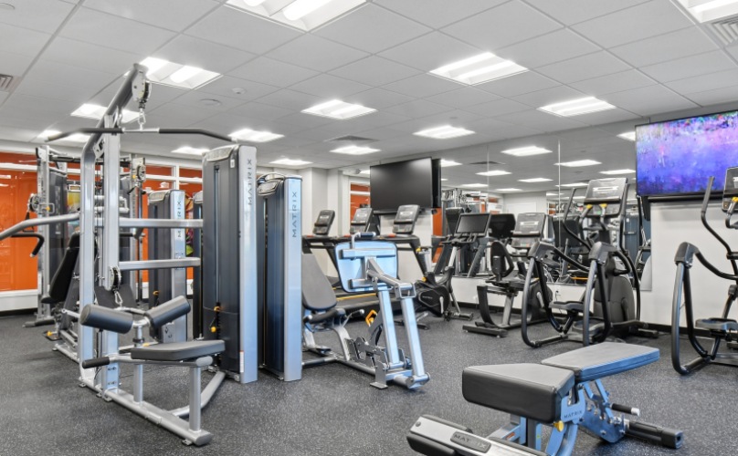 Community Amenities fitness center with high end gym equipment