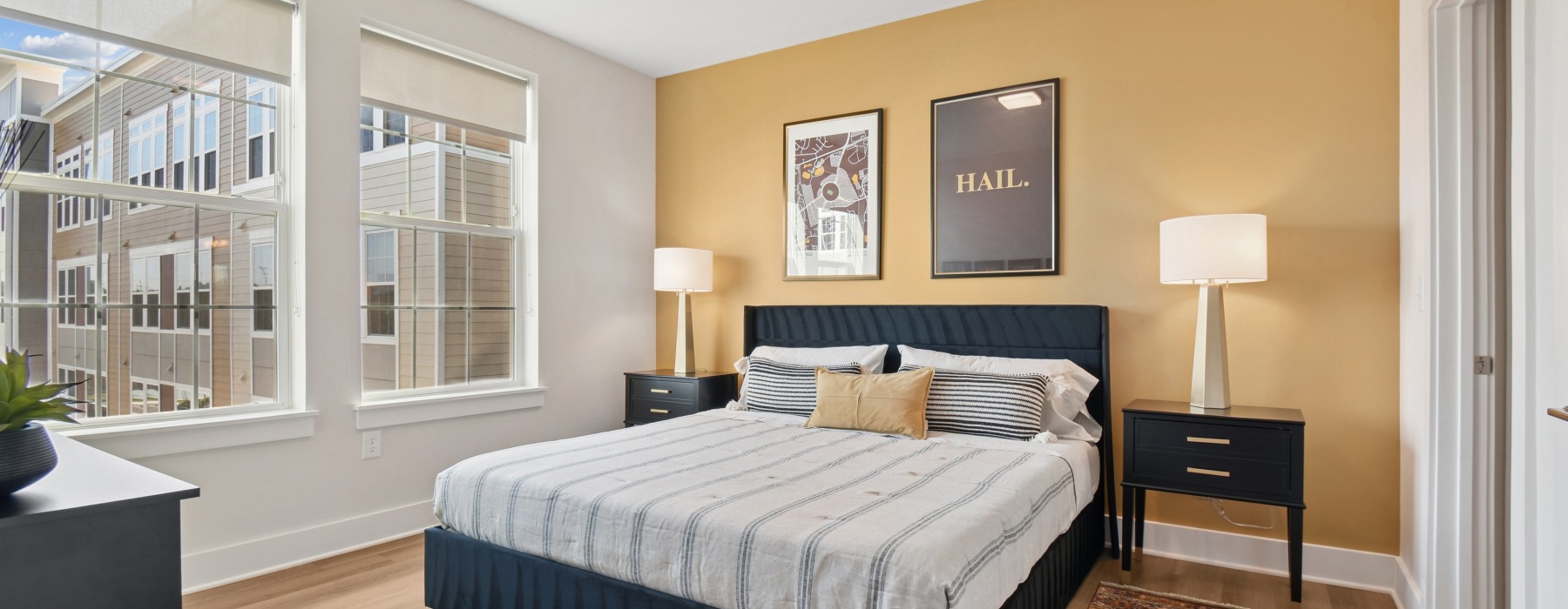 Bedroom with large windows